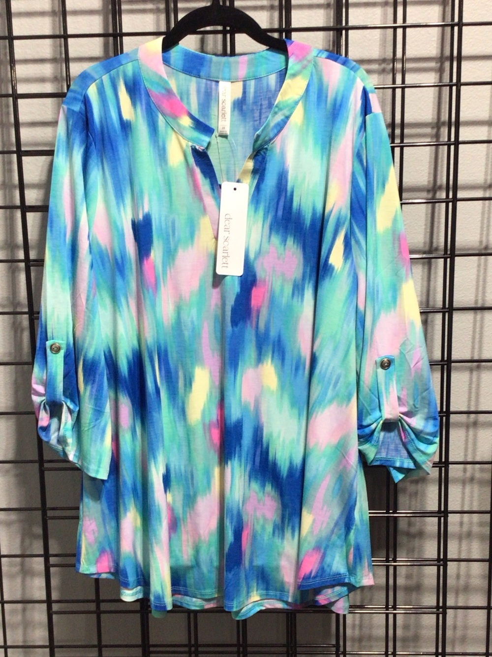 Dear Scarlet Blue Multi Brushstroke Tunic